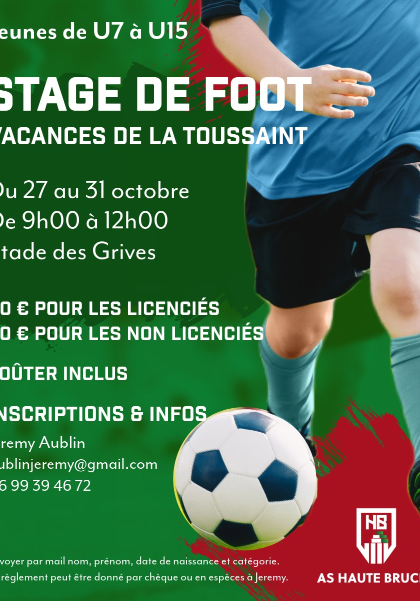 ⚽ Stage de Foot – Vacances de la Toussaint ⚽