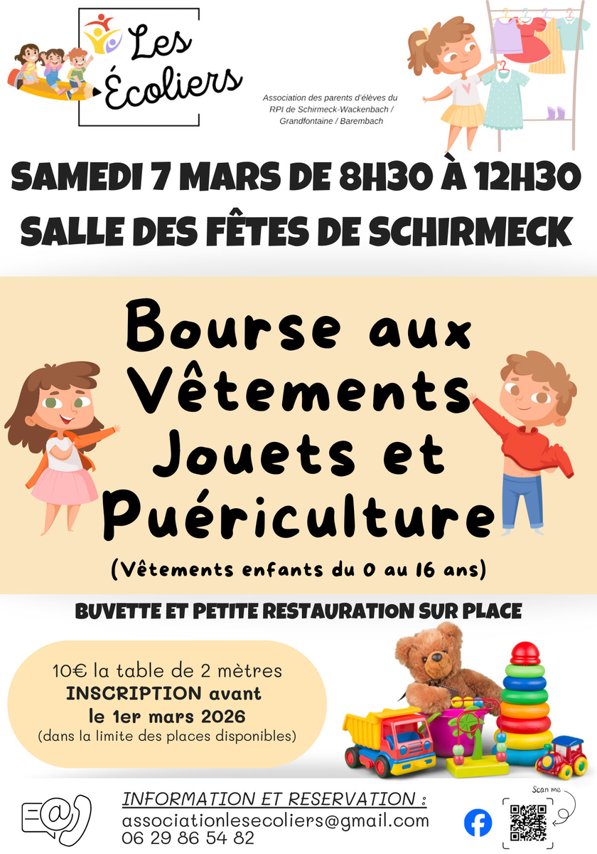 bourse vêtements jouet et puériculture